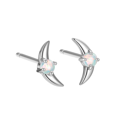 Women's geometric sterling silver earrings with electroplated gold finish and blue crystal stones