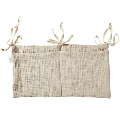 Cotton double layer baby bedside buggy storage bag in selected colour or pattern
