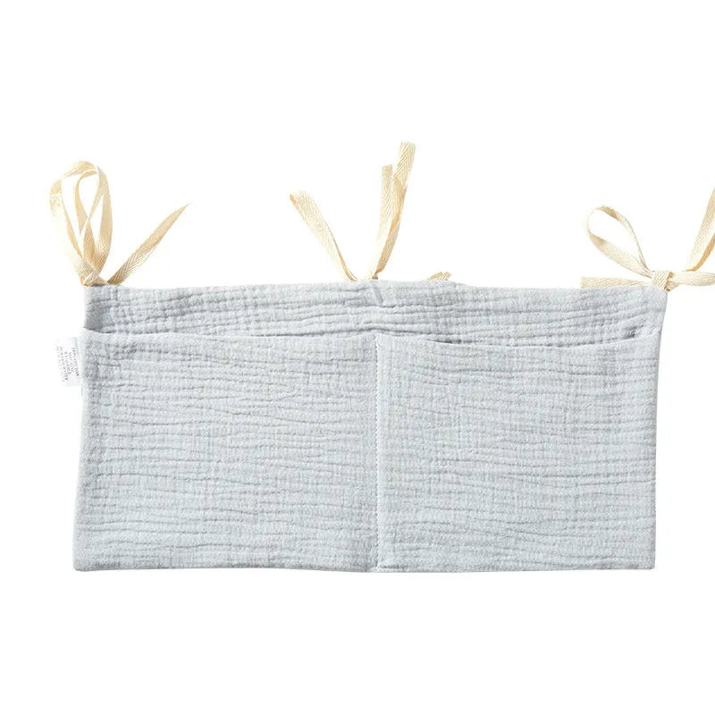 Cotton double layer baby bedside buggy storage bag in selected colour or pattern