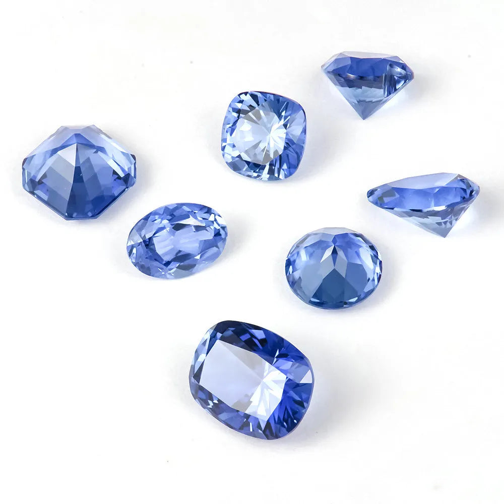 Royal blue love shaped tiara cultivate gemstone in multiple shapes and carat weights for jewellery making.