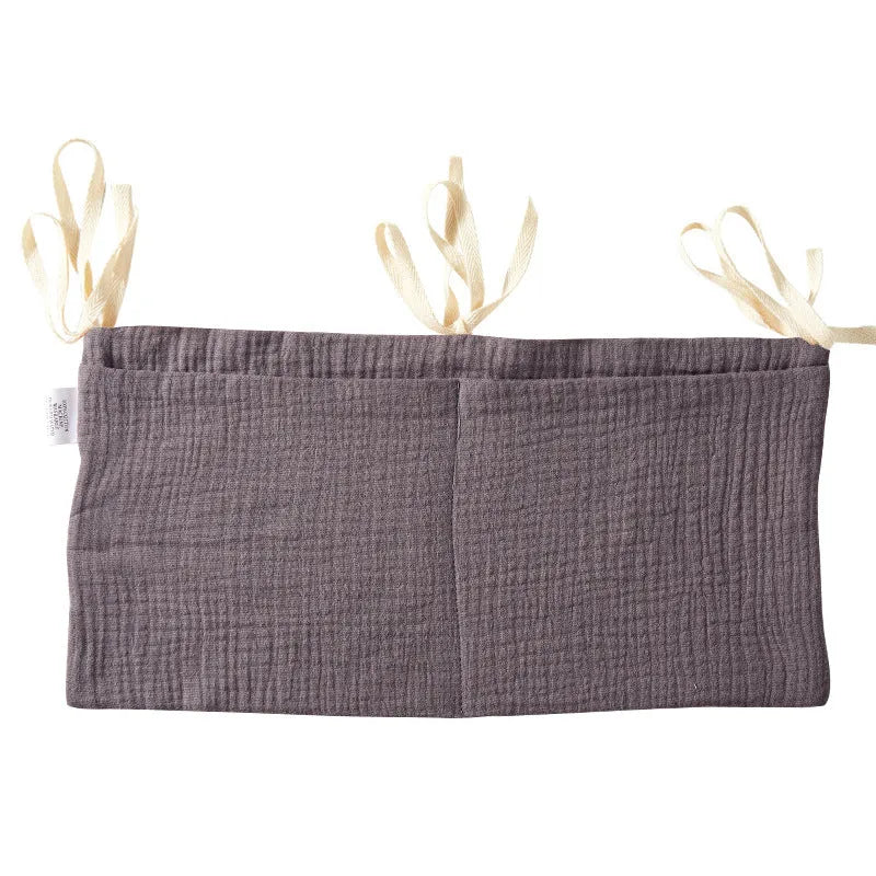 Cotton double layer baby bedside buggy storage bag in selected colour or pattern