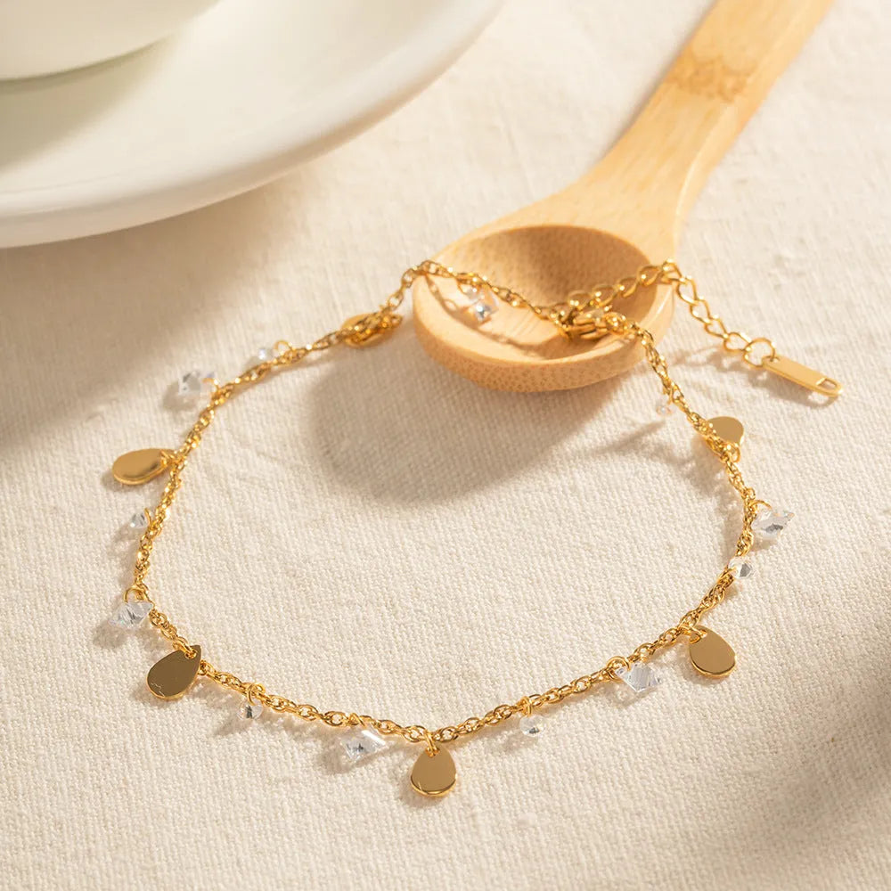 Women's stainless steel anklet with geometric water drop tassel design in JDAW2303012 colour