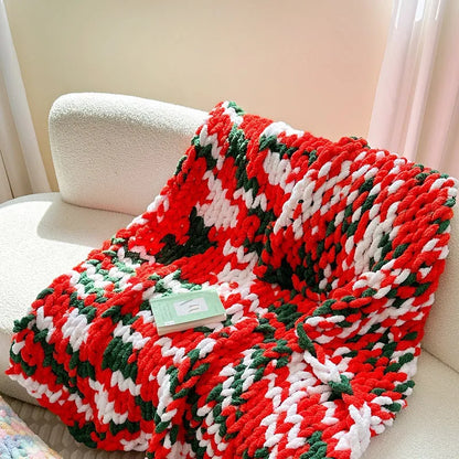 Thick Ice Bar Section Dyed Handmade Cover Blanket showing striped pattern in caramel mango colour, measuring 130x170cm