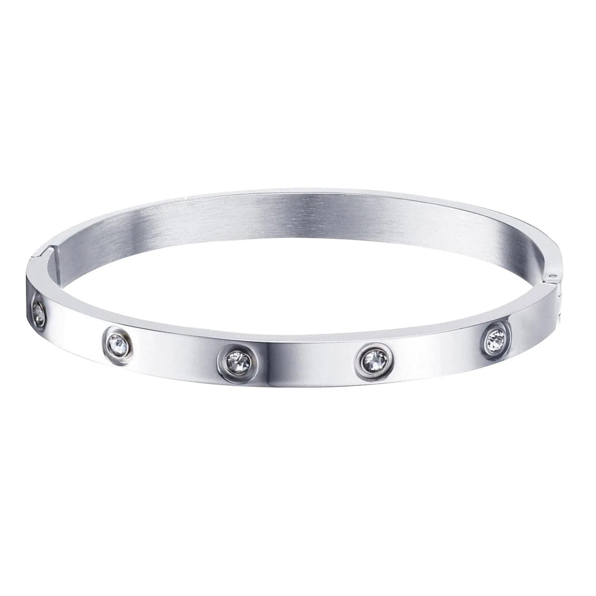 Stainless steel glossy bracelet with drill detail, available in 6mm and 3.9mm widths and multiple colour codes