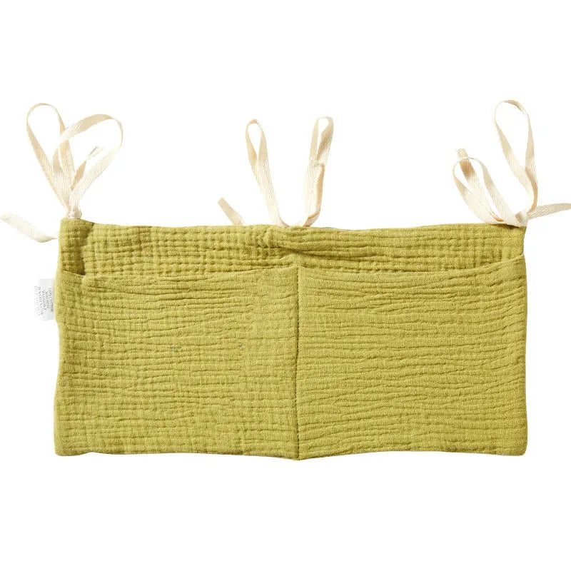 Cotton double layer baby bedside buggy storage bag in selected colour or pattern