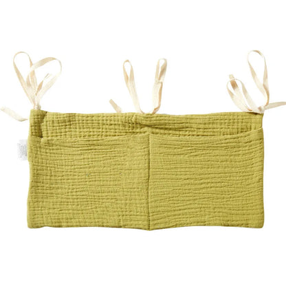 Cotton double layer baby bedside buggy storage bag in selected colour or pattern