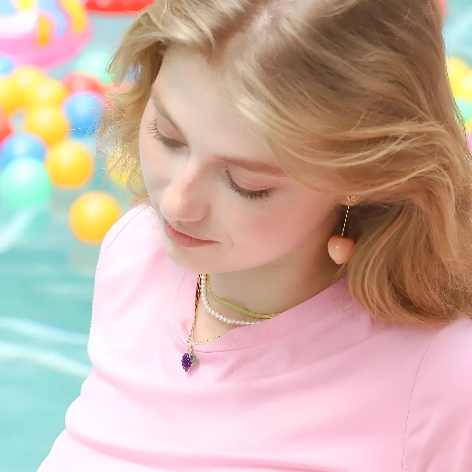 Gold plated copper earrings with detailed fruit and vegetable designs in seven colours.