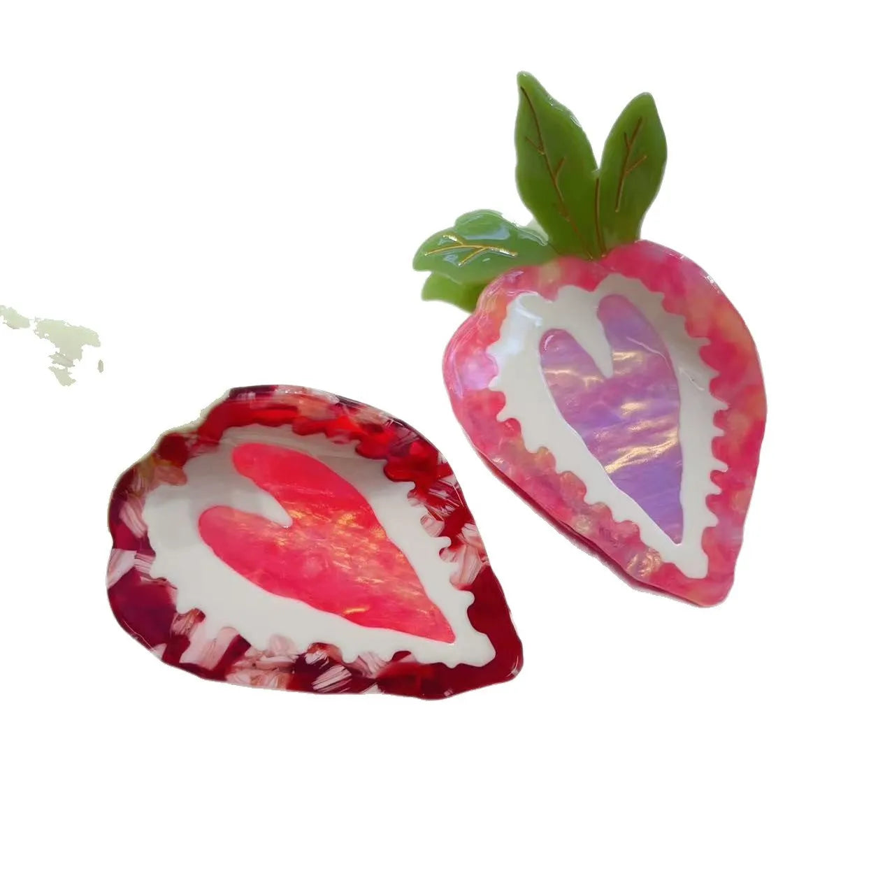 Handmade strawberry hairpin in red or pink colour, pastoral-style design for female users