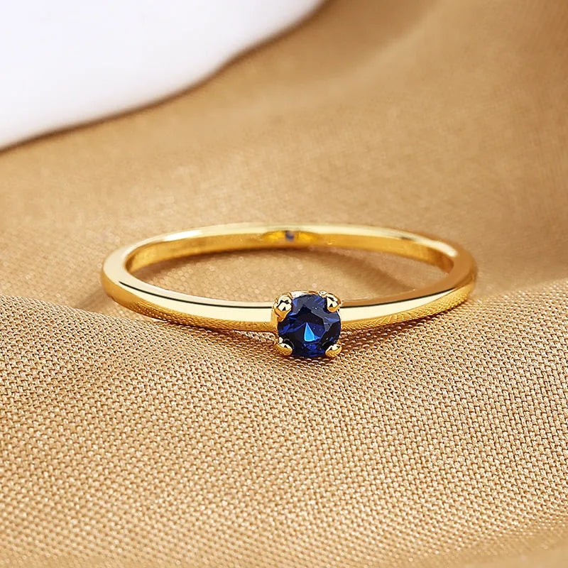 Twin style personalised single diamond fine circle copper women's ring, four colours four sizes