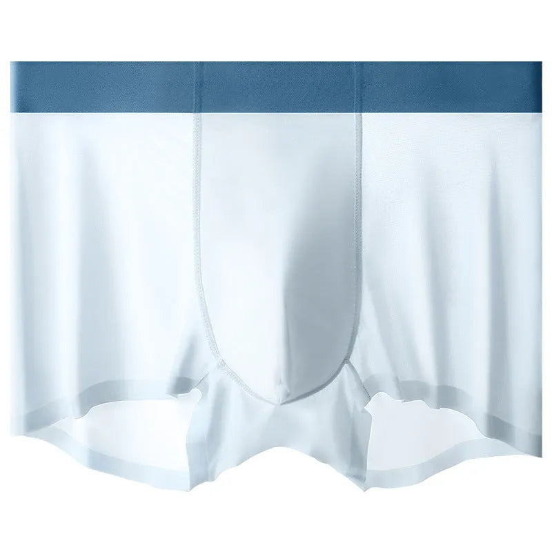 Man wearing bean green Ice Silk shorts with a seamless design and mid-waist fit.