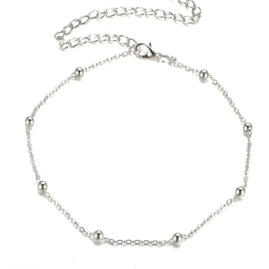Bohemian geometric metal anklet in gold or silver electroplated finish with twisted chain design