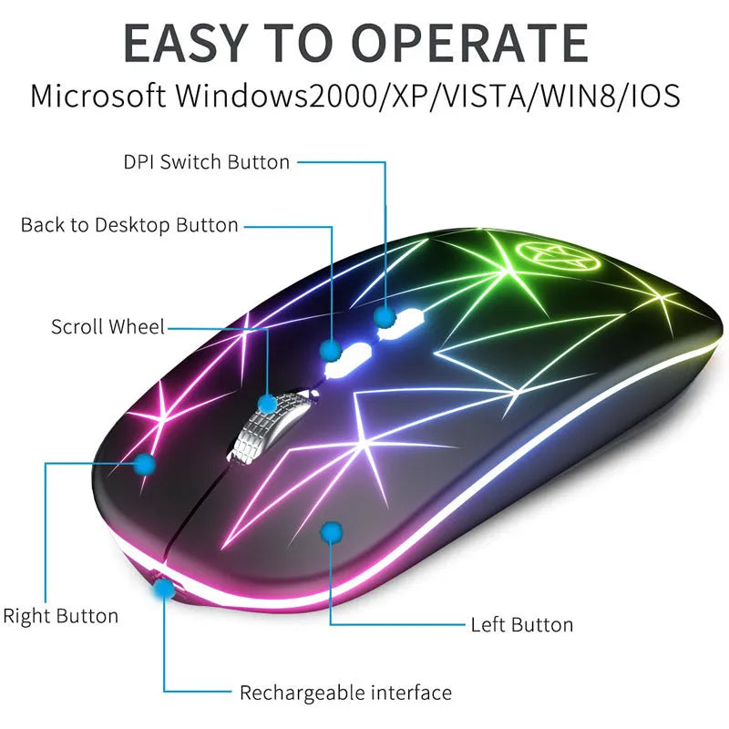 Wireless dual-mode Bluetooth gaming mouse with metal roller in star black finish alongside charging cable