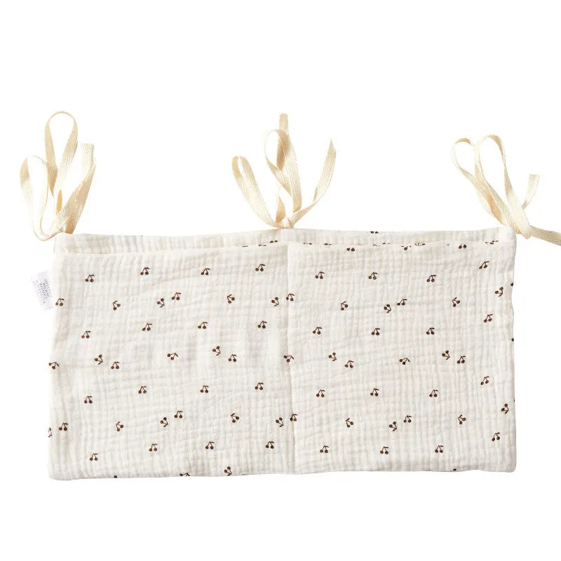 Cotton double layer baby bedside buggy storage bag in selected colour or pattern
