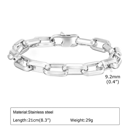 Titanium steel men's bracelet with square chain design in steel colour finish