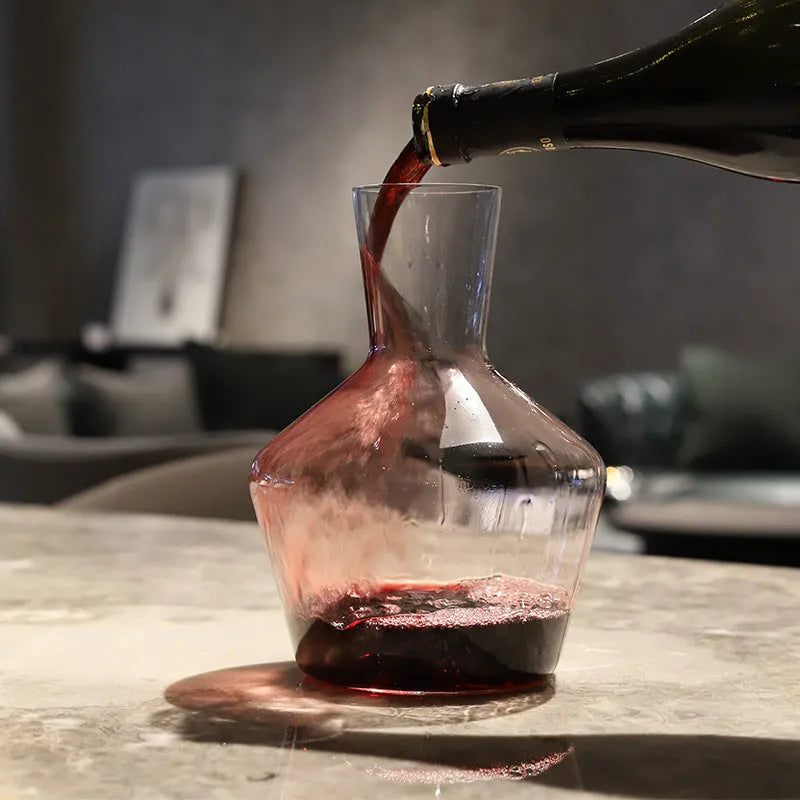 Crystal glass wine decanter with liquor divider for red wine serving