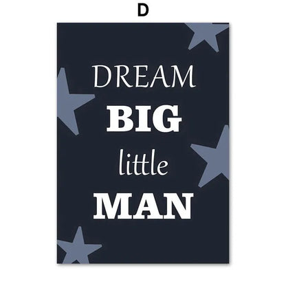 Cartoon illustration of football, basketball and baseball tools on a canvas wall poster for a child's bedroom.
