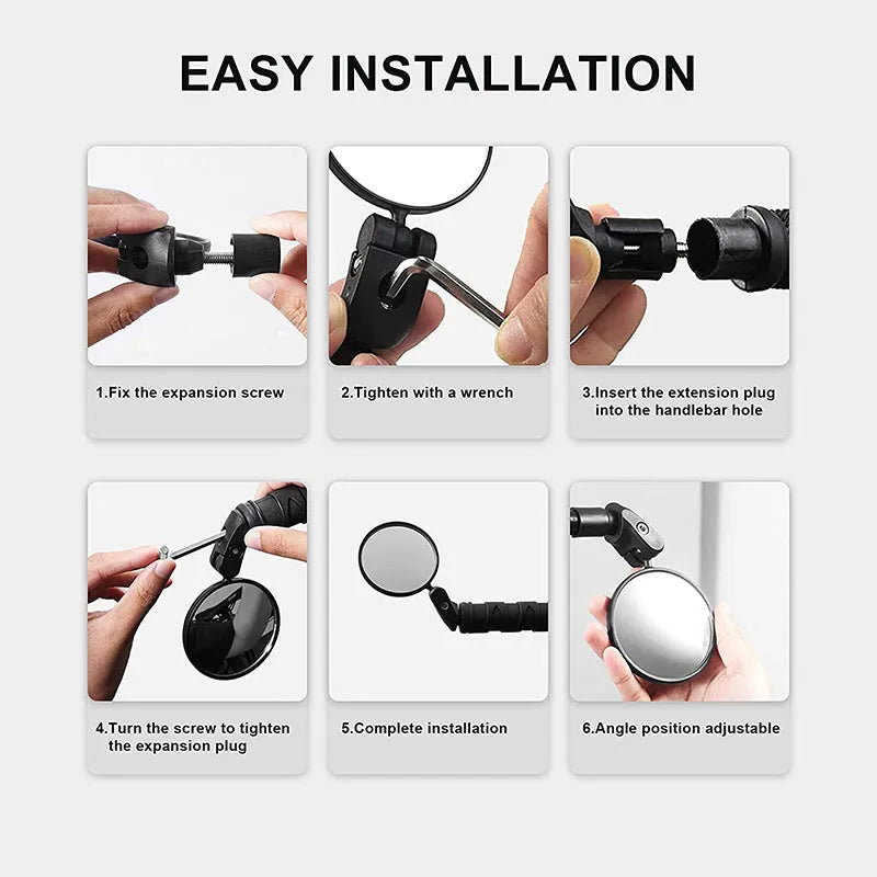 Foldable convex bicycle rearview mirror made from ABS plastic for mountain and road cycling