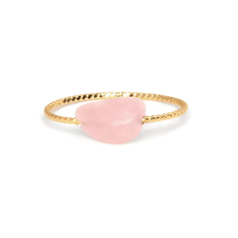 Geometric women's ring with natural agate stone in original design, showing clean lines and contemporary shape