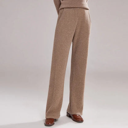 Women's cashmere fabric leggings in five colours showing stitching construction and thick material