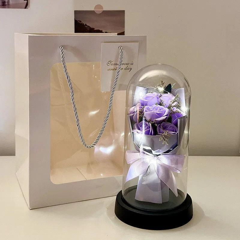 Bionic bouquet artificial flower arrangement in gradient colours for birthday gifts
