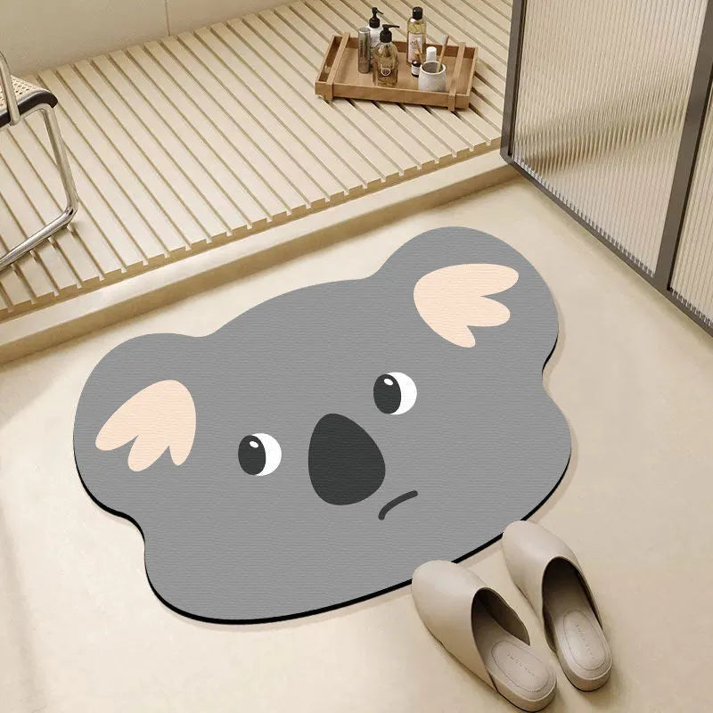 Bathroom Mat: Diatomaceous Earth Non-Slip Absorbent Mat with Cute Animal Designs in 40x60cm, 50x80cm, and 60x90cm Sizes for UK Bathrooms