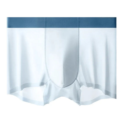 Man wearing bean green Ice Silk shorts with a seamless design and mid-waist fit.