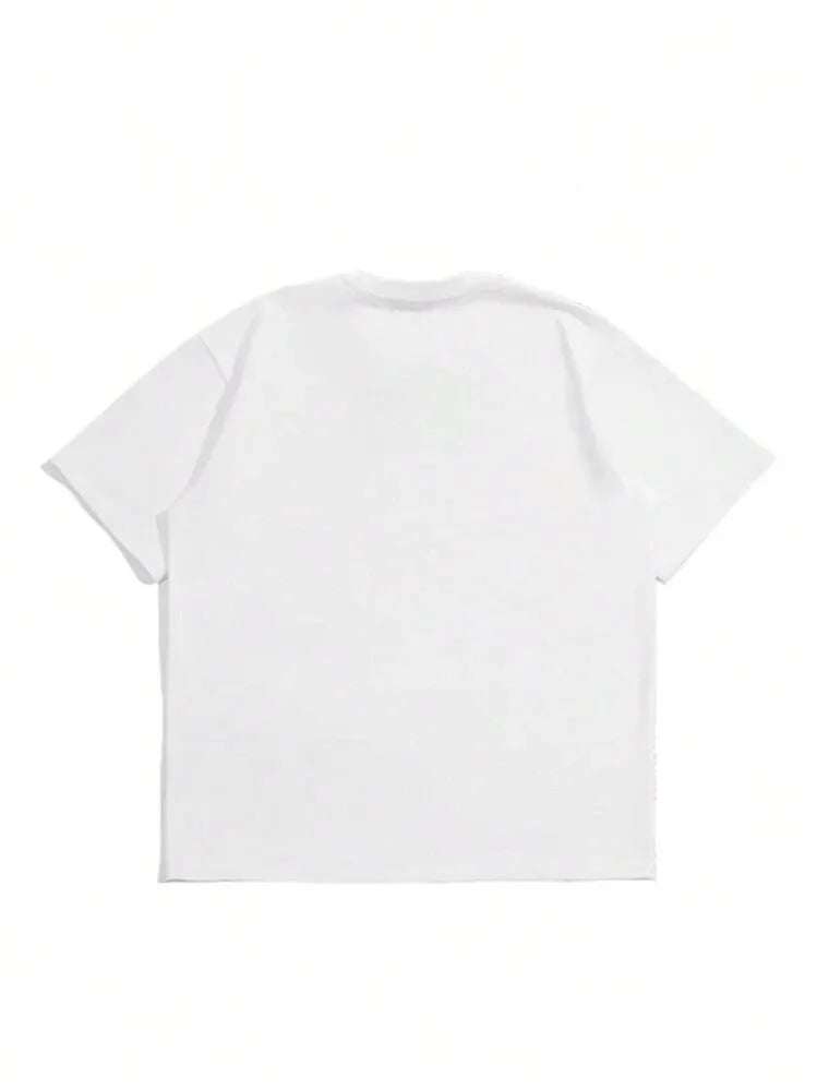 Men's Japanese retro style cotton t-shirt in solid colours with short sleeves