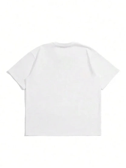 Men's Japanese retro style cotton t-shirt in solid colours with short sleeves