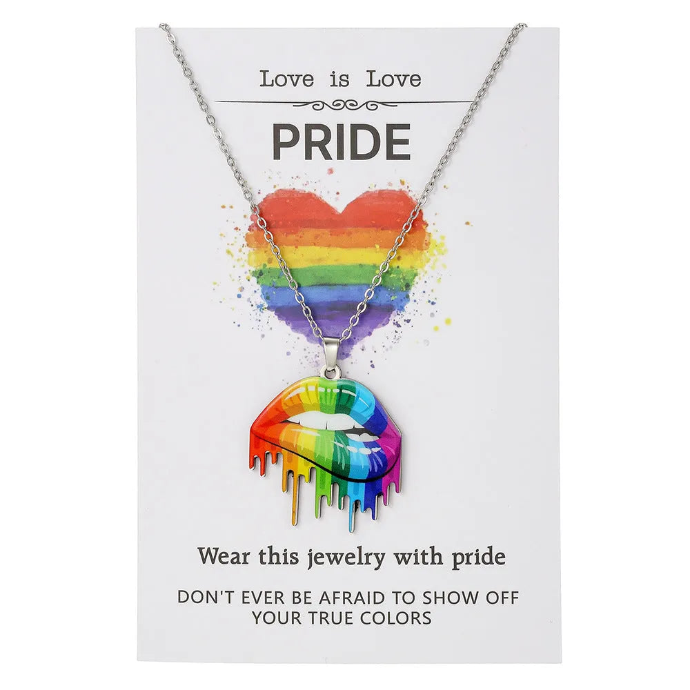 Stainless steel friendship bracelet and necklace set with colour printed inspirational text