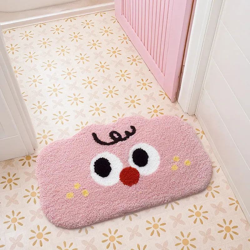 Absorbent bathroom mat with cartoon anime print in Bubur Little Green, size 50x80cm, cashmere-like texture