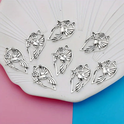 Alloy magpie pendant measuring 3.5cm with electroplated colour P234 finish for DIY jewellery