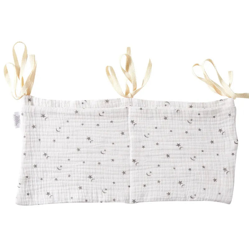Cotton double layer baby bedside buggy storage bag in selected colour or pattern