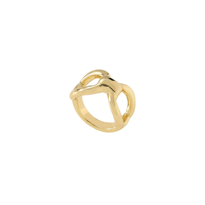 Women's titanium steel ring with hollow butterfly design and geometric pattern in gold colour