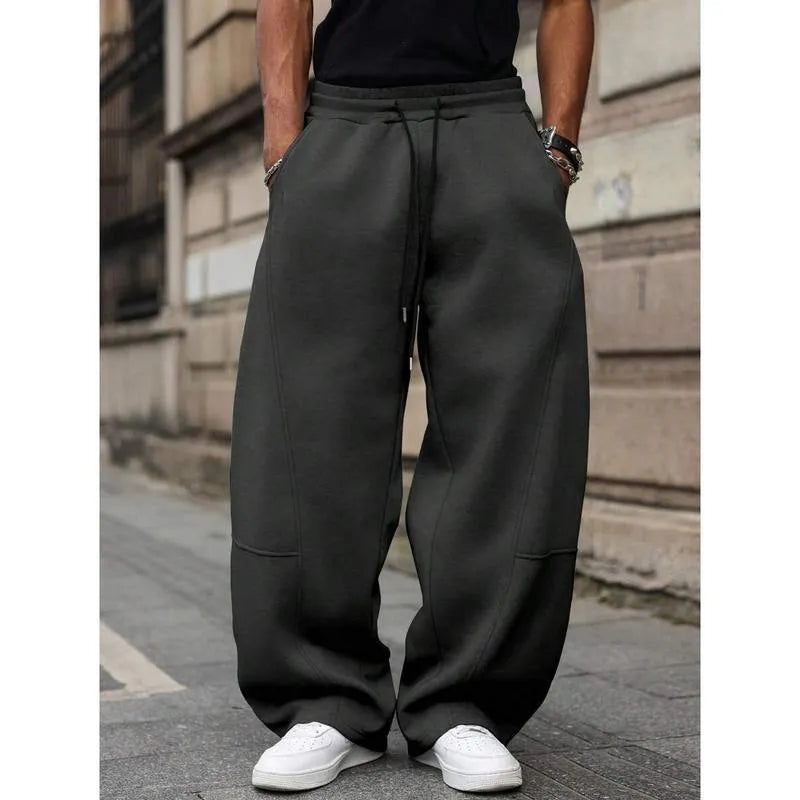 Men's straight-leg high-waist trousers in bamboo fibre fabric with cropped length