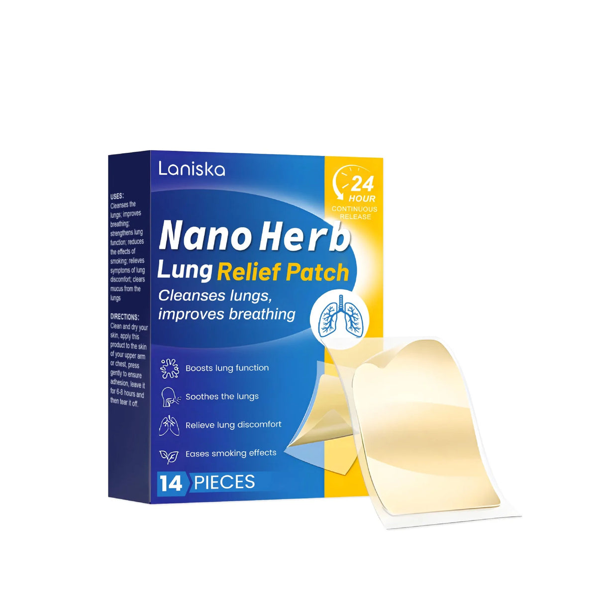 Box of Lung Care Soothing Paste transdermal patches, 14 pieces.