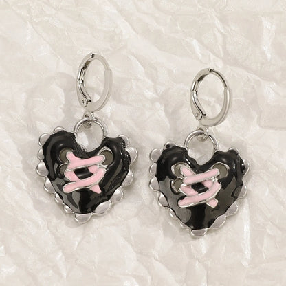 Women's geometric cross crystal drop earrings in alloy with five colour variant options