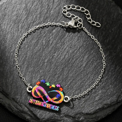 Stainless steel friendship bracelet and necklace set with colour printed inspirational text