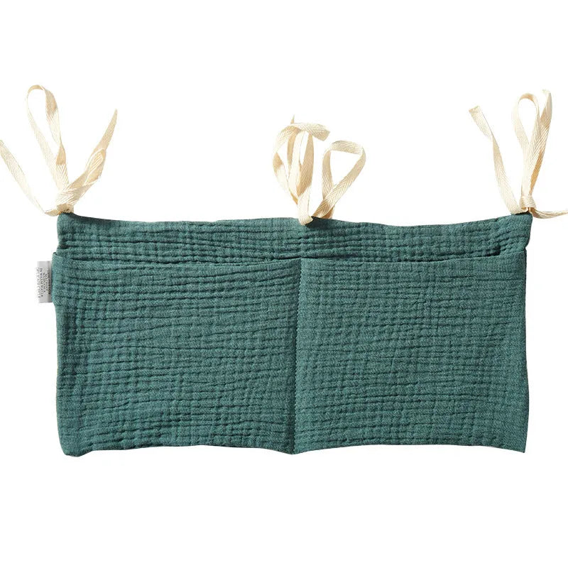 Cotton double layer baby bedside buggy storage bag in selected colour or pattern