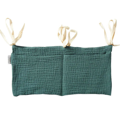 Cotton double layer baby bedside buggy storage bag in selected colour or pattern
