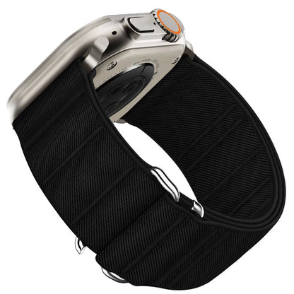 Nylon watch strap with stainless steel buckle for Apple Watch, shown in Army Green colour.