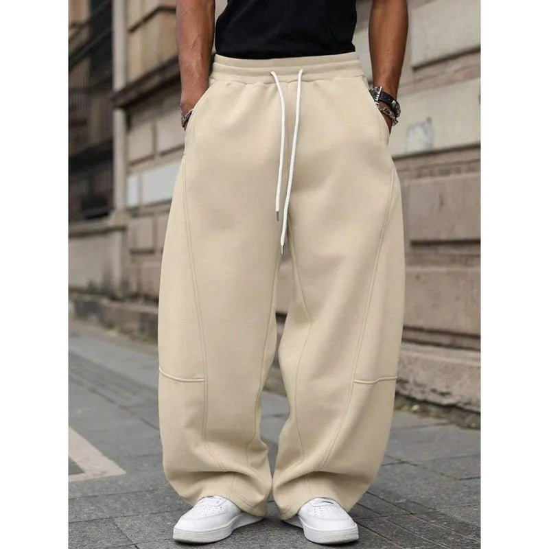 Men's straight-leg high-waist trousers in bamboo fibre fabric with cropped length