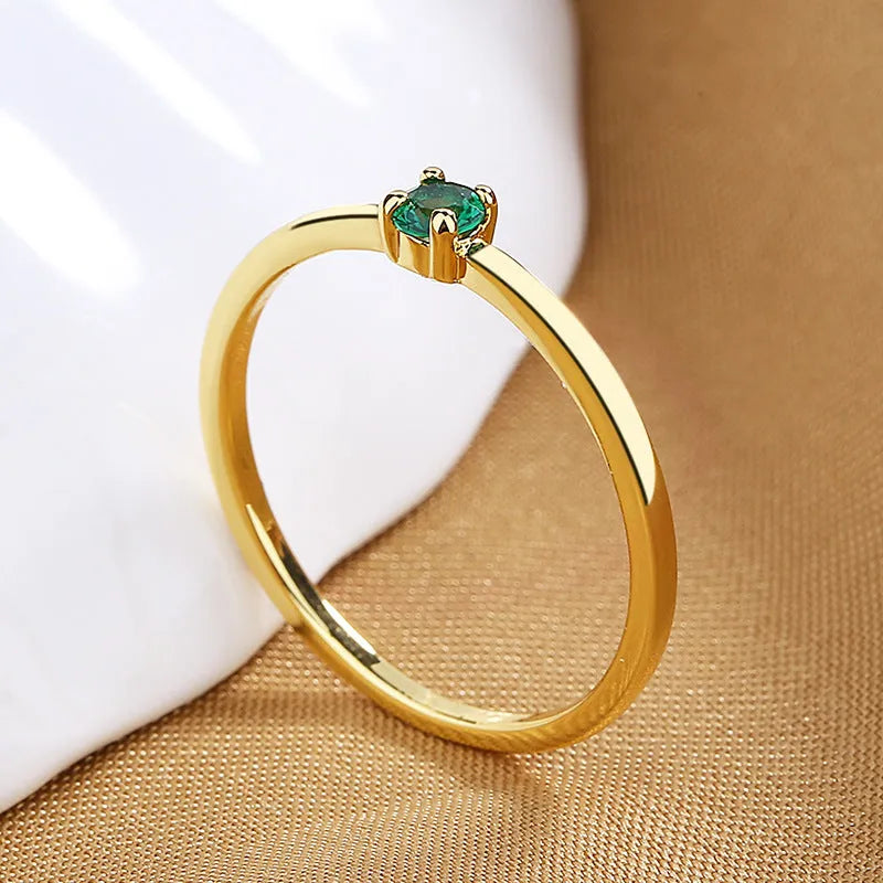 Twin style personalised single diamond fine circle copper women's ring, four colours four sizes