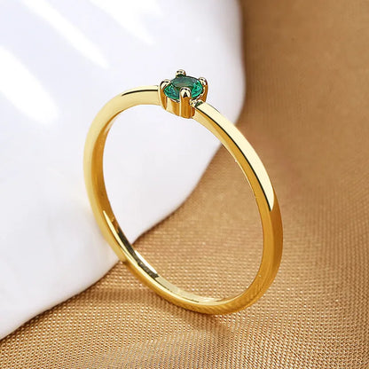 Twin style personalised single diamond fine circle copper women's ring, four colours four sizes