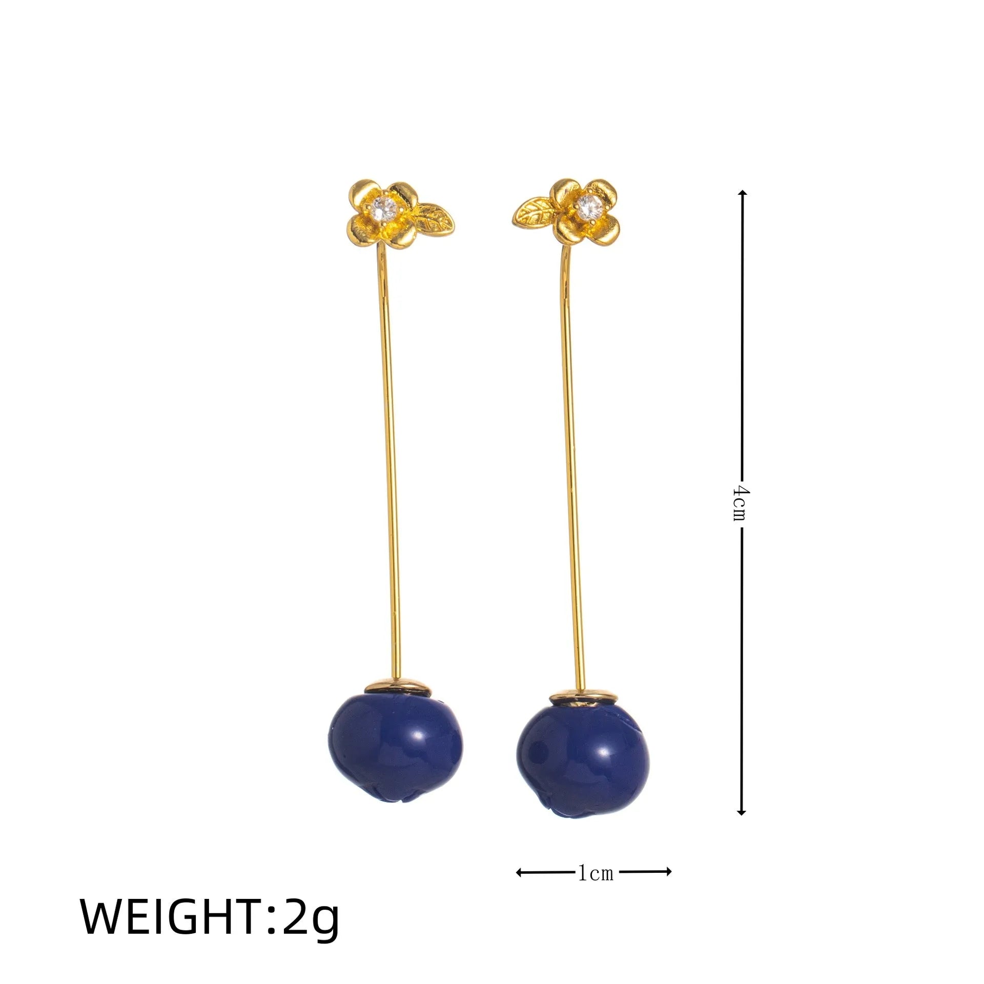 Gold plated copper earrings with detailed fruit and vegetable designs in seven colours.