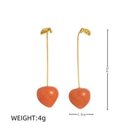 Gold plated copper earrings with detailed fruit and vegetable designs in seven colours.