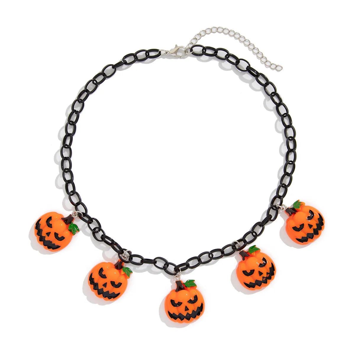 Halloween ghost pumpkin necklace with cartoon character acrylic pendant on regular chain, mixed colour 06705