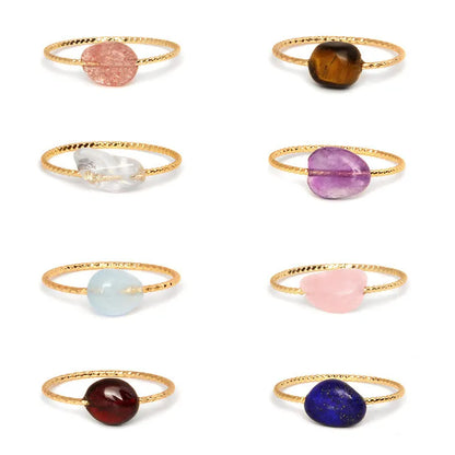 Geometric women's ring with natural agate stone in original design, showing clean lines and contemporary shape