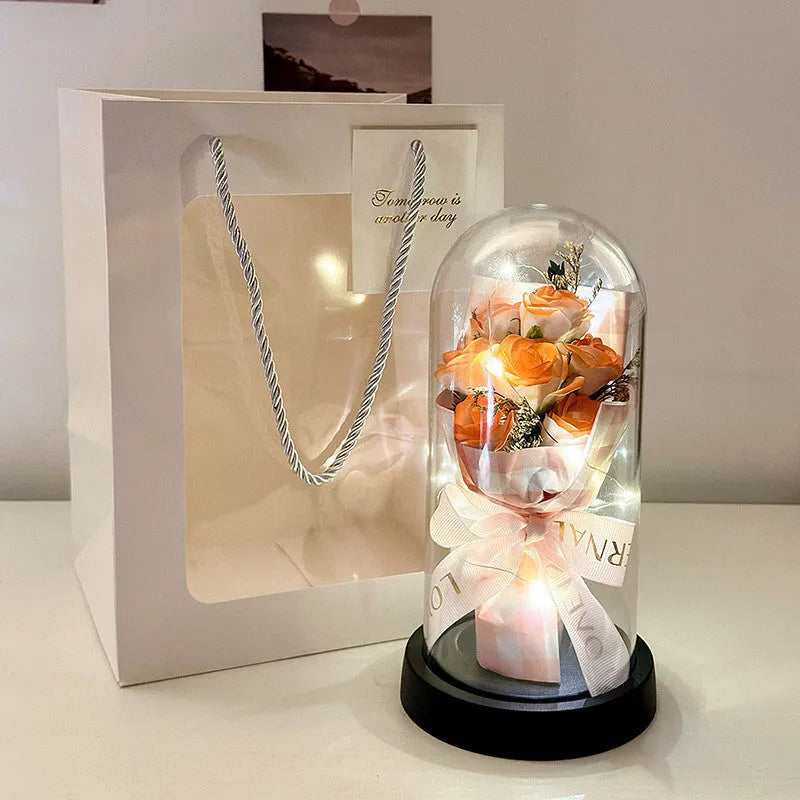 Bionic bouquet artificial flower arrangement in gradient colours for birthday gifts