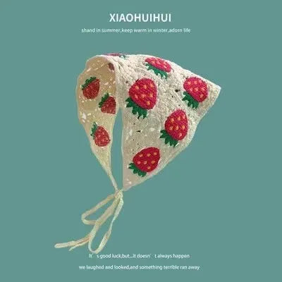 French retro triangle shawl in floral pattern, 100% cotton, 120cm sides for headscarf or neck wrap