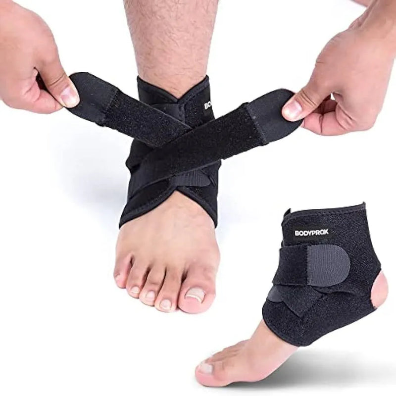 Sports Ankle Support Brace Protective Gear for Basketball Football Running Tennis Warm Keeping Cold Proof Injury Prevention One Piece Black